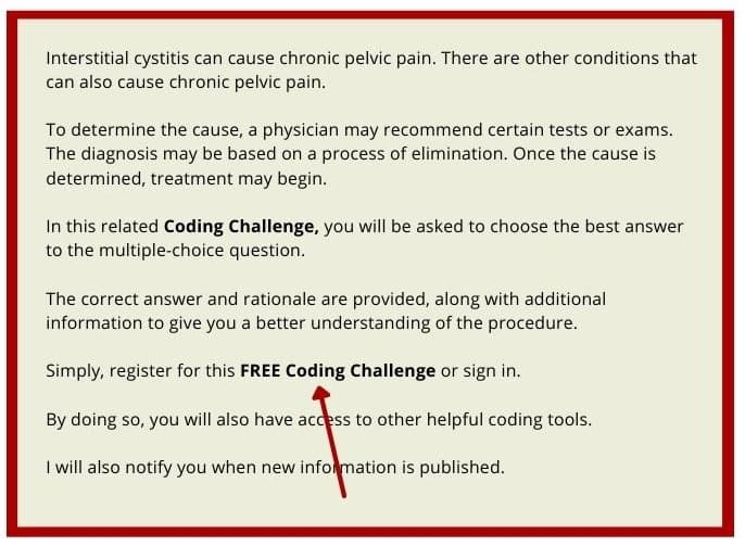 coding for interstitial cystitis and the related free coding challenge