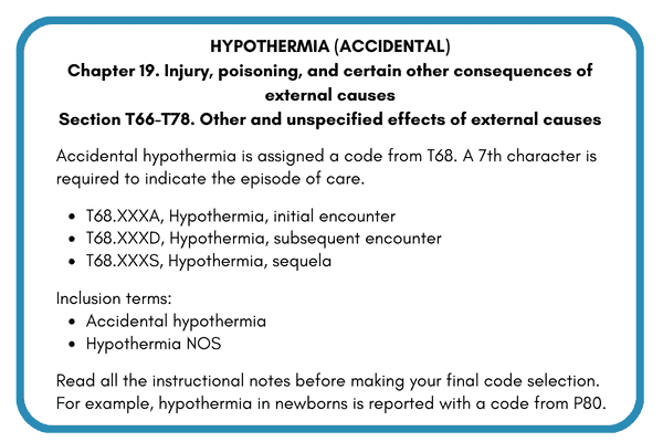 hypothermia in adults ICD-10-CM codes